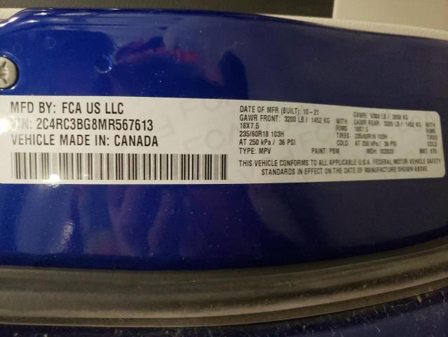 2C4RC3BG8MR567613 - 2021 CHRYSLER PACIFICA TOURING L Mavi foto 13