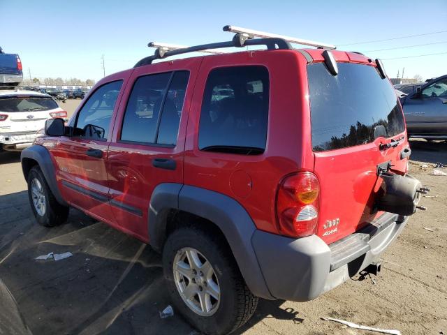 1J4GL48K34W324964 - 2004 JEEP LIBERTY SPORT RED photo 2