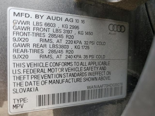 WA1VAAF73HD035076 - 2017 AUDI Q7 PRESTIGE GRAY photo 13