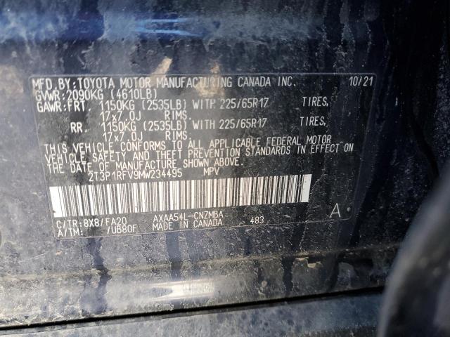 2T3P1RFV9MW234495 - 2021 TOYOTA RAV4 XLE BLUE photo 13