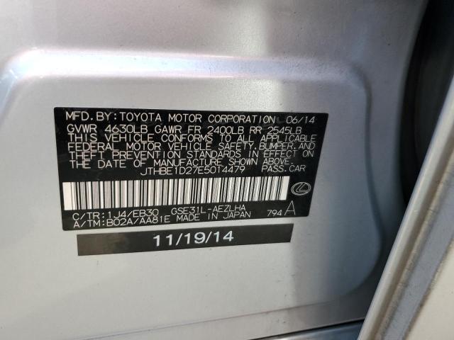 JTHBE1D27E5014479 - 2014 LEXUS IS 350 SILVER photo 12