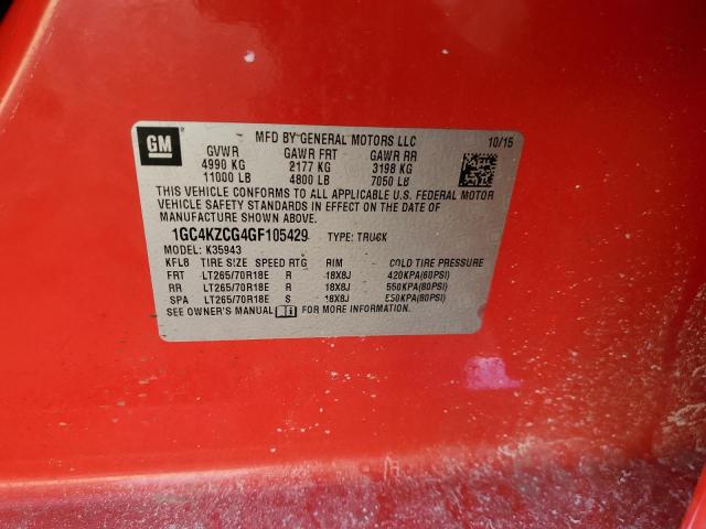 1GC4KZCG4GF105429 - 2016 CHEVROLET 3500 K3500 LT RED photo 12