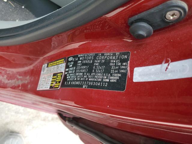 KNDMB233796304112 - 2009 KIA SEDONA EX RED photo 12