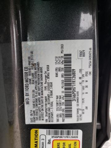 3FA6P0H71FR126809 - 2015 FORD FUSION SE GRAY photo 12