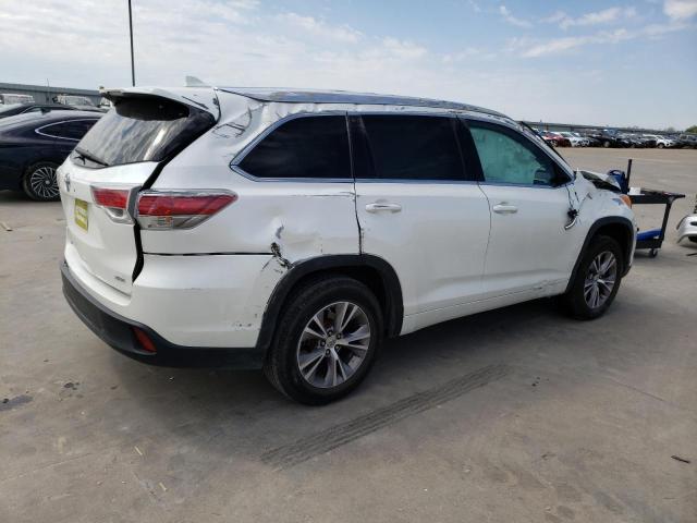 5TDKKRFH5ES010905 - 2014 TOYOTA HIGHLANDER XLE WHITE photo 3