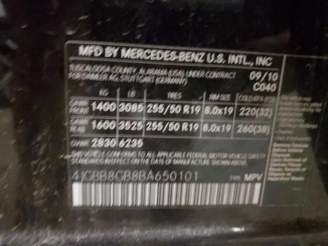 4JGBB8GB8BA650101 - 2011 MERCEDES-BENZ ML 350 4MATIC BLACK photo 12
