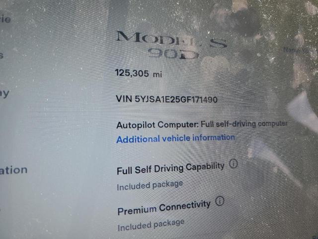 5YJSA1E25GF171490 - 2016 TESLA MODEL S Կապույտ լուսանկար 9