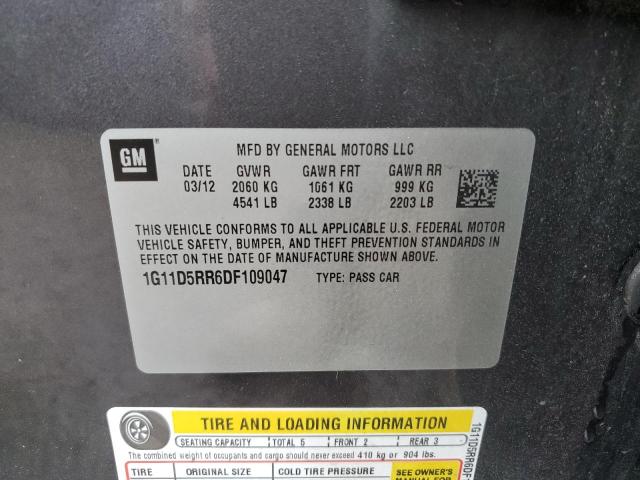 1G11D5RR6DF109047 - 2013 CHEVROLET MALIBU 1LT Szary zdjęcie 12