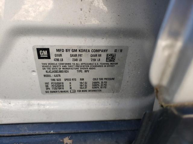 KL4CJASB2JB651824 - 2018 BUICK ENCORE PREFERRED GRAY photo 14