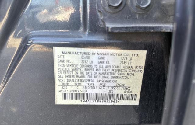 1N4AL21E88N529654 - 2008 NISSAN ALTIMA 2.5 GRAY photo 10