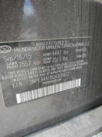 5NPE34AF8GH306612 - 2016 HYUNDAI SONATA SPORT GRAY photo 12