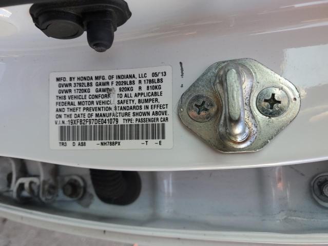 19XFB2F97DE041079 - 2013 HONDA CIVIC EXL თეთრი ფოტო 12