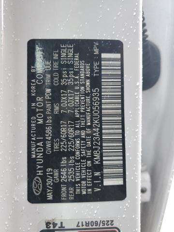 KM8J23A42KU056935 - 2019 HYUNDAI TUCSON SE WHITE photo 14