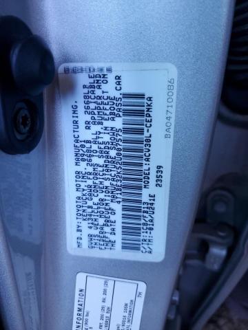 4T1BE32K52U007575 - 2002 TOYOTA CAMRY LE SILVER photo 12