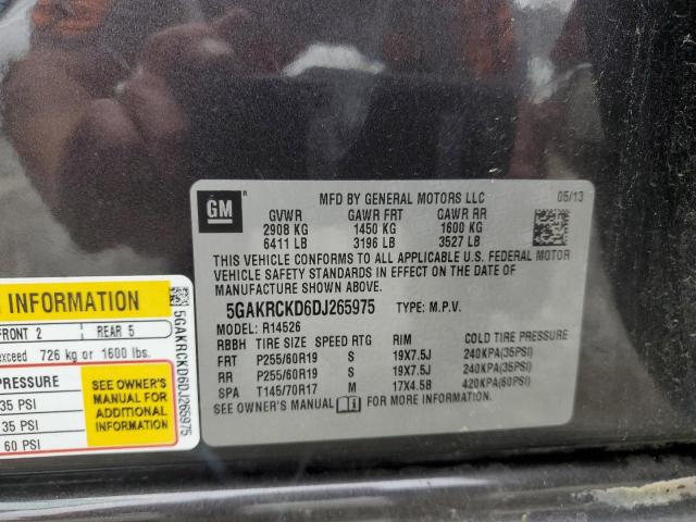 5GAKRCKD6DJ265975 - 2013 BUICK ENCLAVE GRAY photo 13