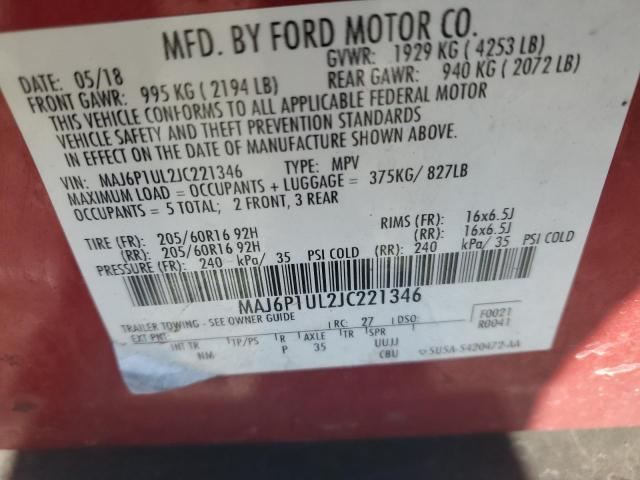 MAJ6P1UL2JC221346 - 2018 FORD ECOSPORT SE 红色 照片 13