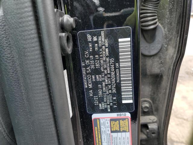 3KPA24AD6NE444795 - 2022 KIA RIO LX BLACK photo 12