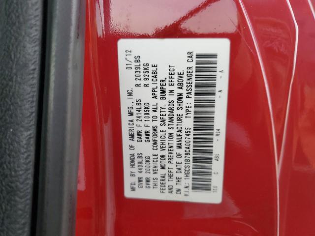 1HGCS1B79CA007455 - 2012 HONDA ACCORD EX RED photo 12