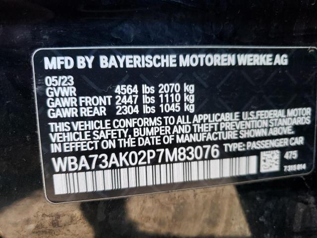 WBA73AK02P7M83076 - 2023 BMW 228XI BLACK photo 12