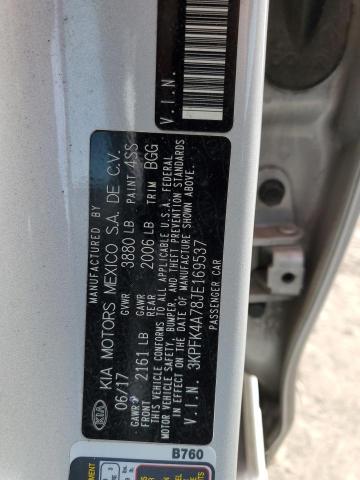 3KPFK4A78JE169537 - 2018 KIA FORTE LX SILVER photo 12