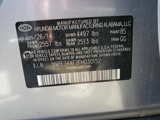 5NPE34AF2FH030152 - 2015 HYUNDAI SONATA SPORT GRAY photo 12