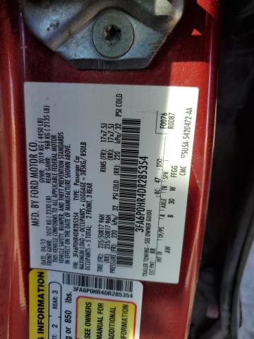 3FA6P0HR4DR285354 - 2013 FORD FUSION SE RED photo 12