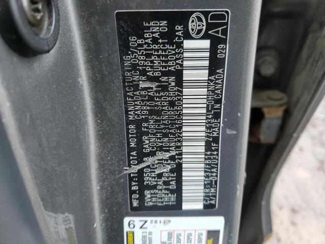 2T1LR32E16C560377 - 2006 TOYOTA COROLLA MA BASE GRAY photo 12