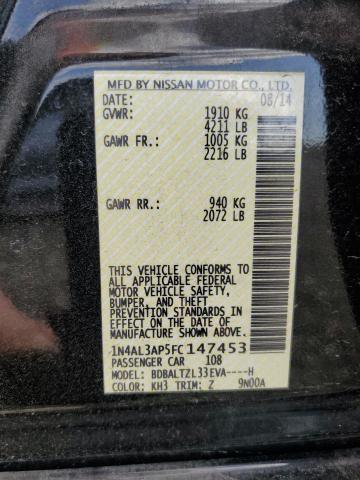 1N4AL3AP5FC147453 - 2015 NISSAN ALTIMA 2.5 BLACK photo 12