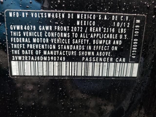 3VW2K7AJ6DM390749 - 2013 VOLKSWAGEN JETTA BASE Սև լուսանկար 12