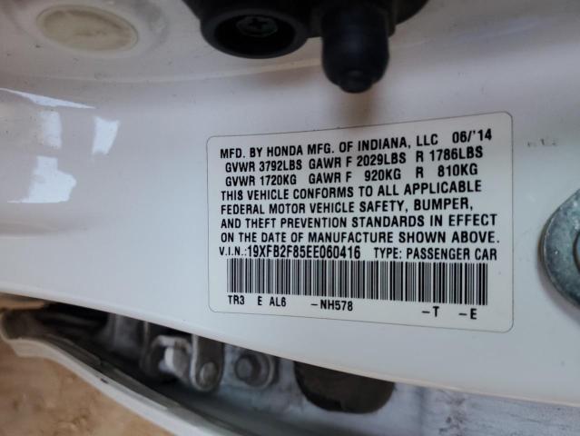 19XFB2F85EE060416 - 2014 HONDA CIVIC EX WHITE photo 12