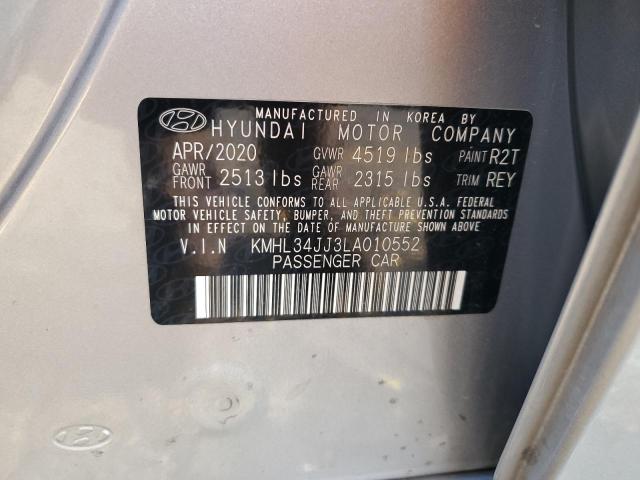 KMHL34JJ3LA010552 - 2020 HYUNDAI SONATA HYBRID SILVER photo 13