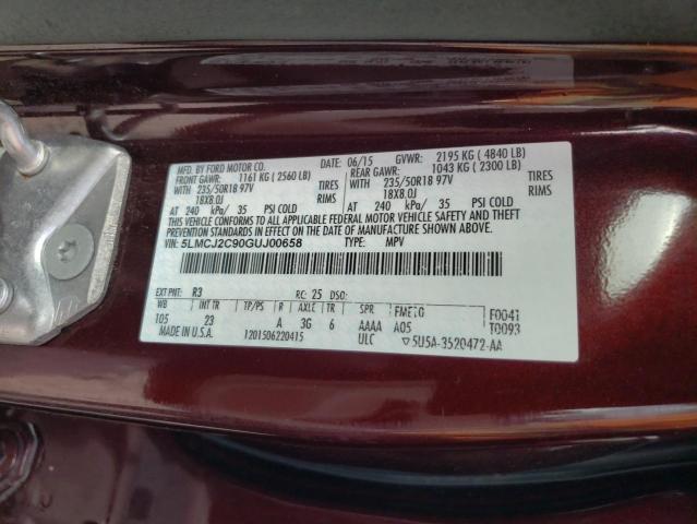 5LMCJ2C90GUJ00658 - 2016 LINCOLN MKC SELECT Բորդո լուսանկար 13