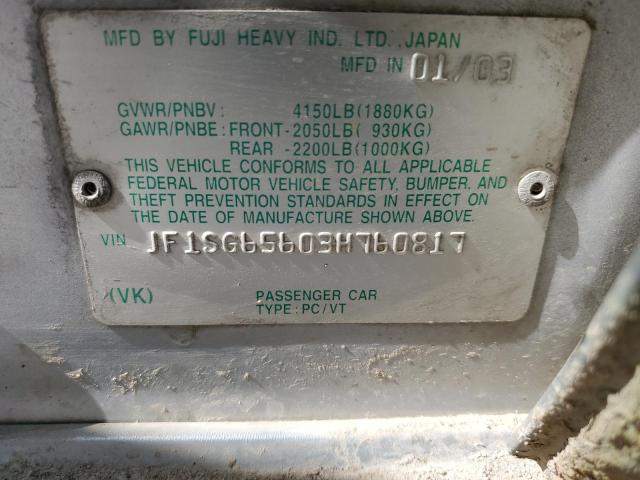 JF1SG65603H760817 - 2003 SUBARU FORESTER 2.5XS Argent photo 12