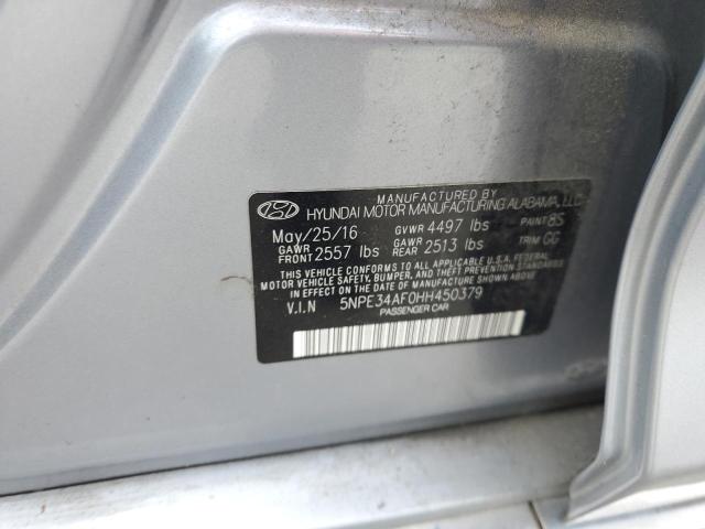 5NPE34AF0HH450379 - 2017 HYUNDAI SONATA SPORT SILVER photo 12