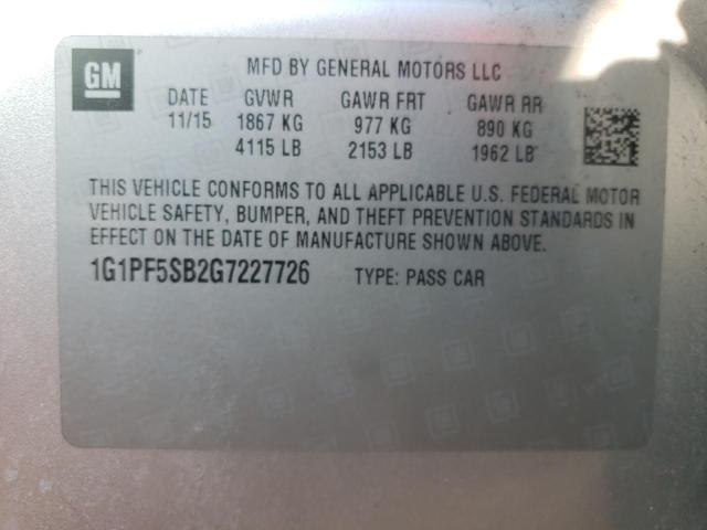 1G1PF5SB2G7227726 - 2016 CHEVROLET CRUZE LIMI LT SILVER photo 12