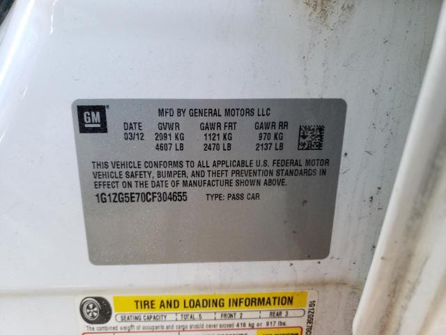 1G1ZG5E70CF304655 - 2012 CHEVROLET MALIBU LTZ Ağ foto 12