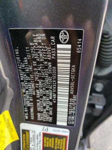 4T4BF1FKXCR165008 - 2012 TOYOTA CAMRY BASE GRAY photo 12