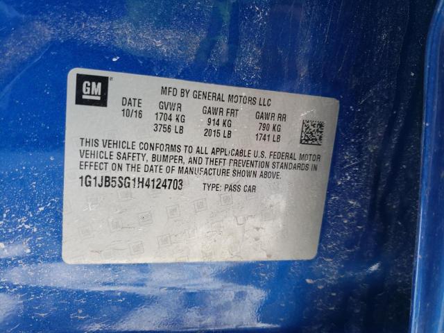 1G1JB5SG1H4124703 - 2017 CHEVROLET SONIC LS 蓝色 照片 13