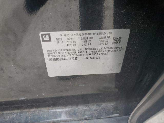 2G4GR5EK4C9117923 - 2012 BUICK REGAL CHARCOAL photo 12