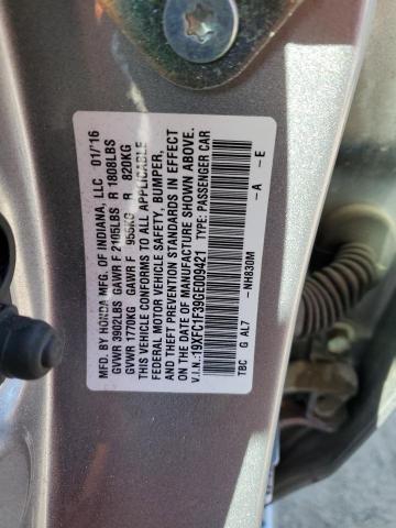 19XFC1F39GE009421 - 2016 HONDA CIVIC EX SILVER photo 12