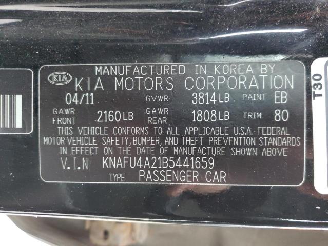 KNAFU4A21B5441659 - 2011 KIA FORTE EX BLACK photo 12