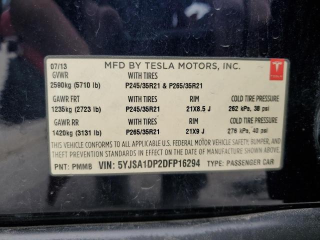 5YJSA1DP2DFP16294 - 2013 TESLA MODEL S Կապույտ լուսանկար 12
