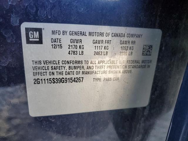 2G1115S39G9154267 - 2016 CHEVROLET IMPALA LT BLUE photo 13