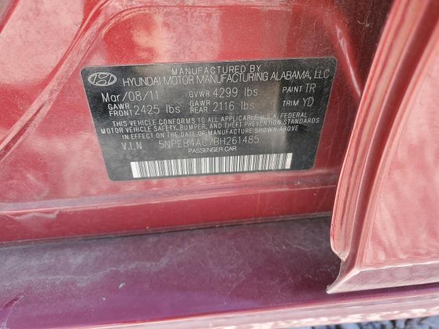 5NPEB4AC7BH261485 - 2011 HYUNDAI SONATA GLS RED photo 12