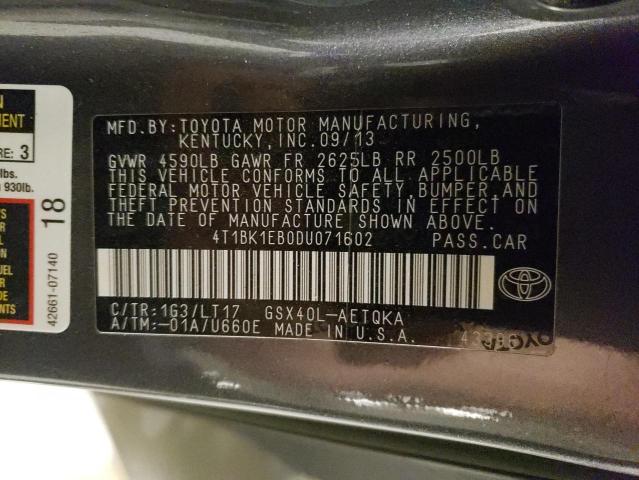 4T1BK1EB0DU071602 - 2013 TOYOTA AVALON BASE 石墨色 照片 12