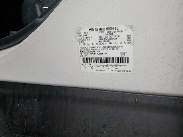 1FM5K8GT4JGB38157 - 2018 FORD EXPLORER SPORT Белый фото 13