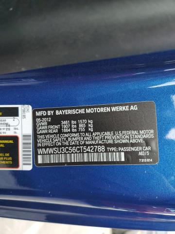 WMWSU3C56CT542788 - 2012 MINI COOPER BLUE photo 13