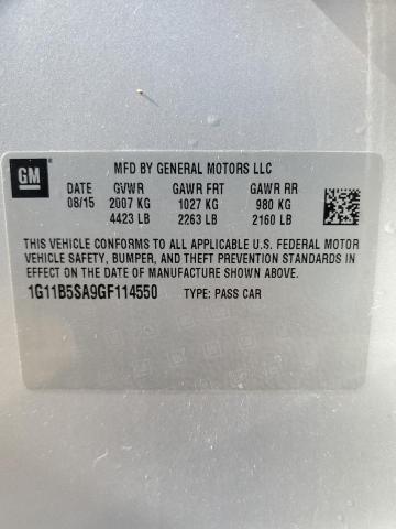 1G11B5SA9GF114550 - 2016 CHEVROLET MALIBU LIM LS SILVER photo 12