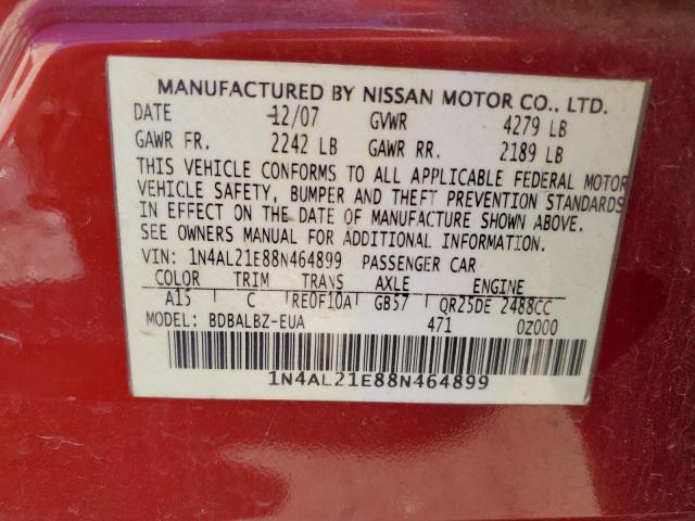 1N4AL21E88N464899 - 2008 NISSAN ALTIMA 2.5 RED photo 12