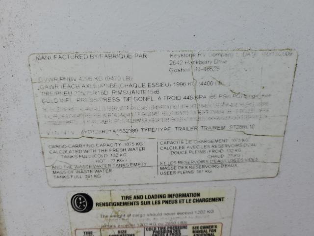 4YDT28R21A1532389 - 2010 KEYSTONE SPRINTER WHITE photo 10